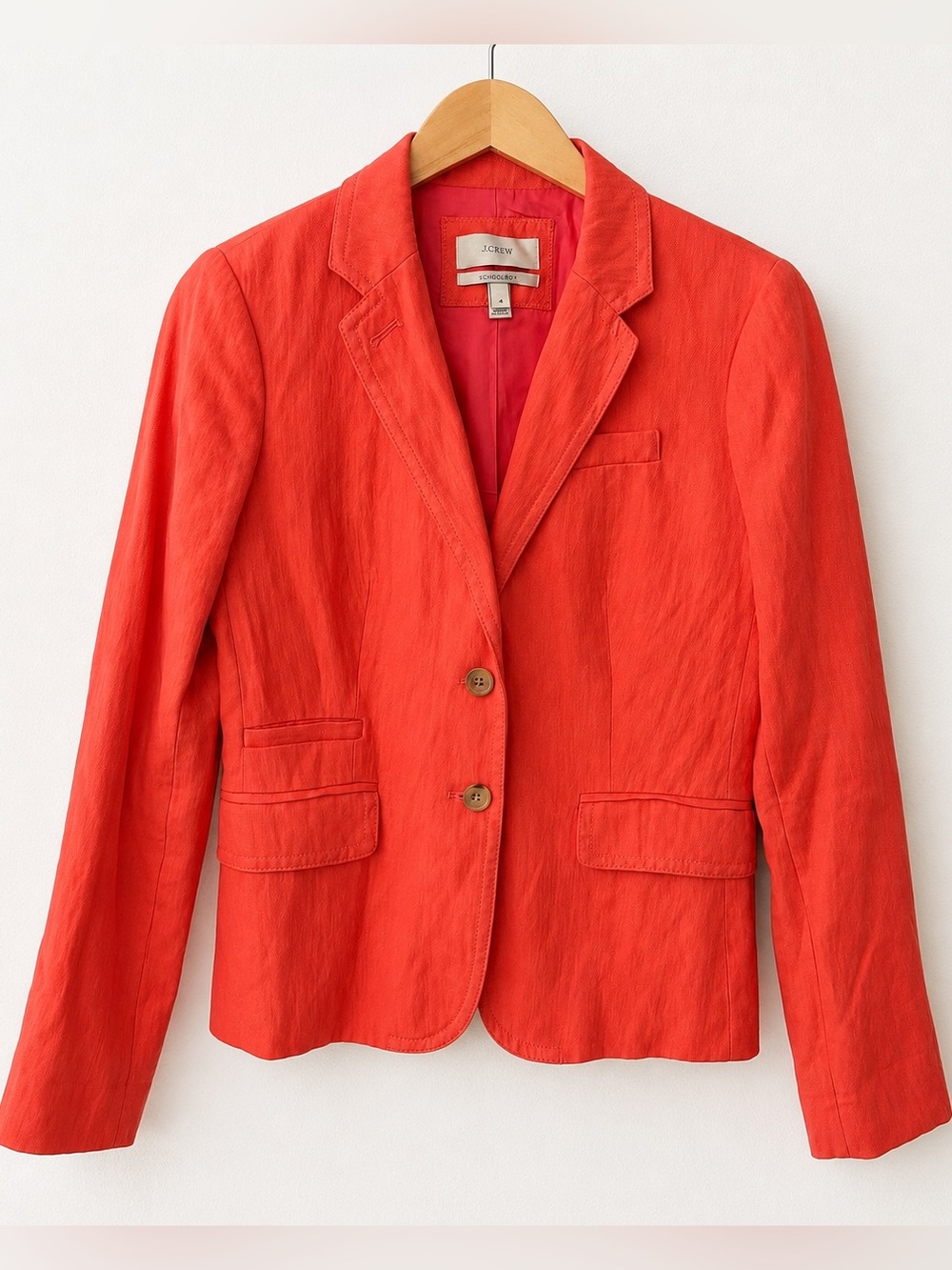J.Crew Schoolboy Blazer Size 4 Coral Orange Preppy Tailored Workwear Classic Y2K